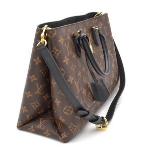 Louis Vuitton Tote Noir Shoulder Bag Brown canvas Monogram Flower